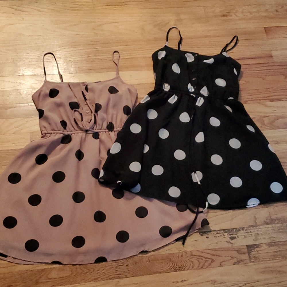 Forever 21 Chiffon Dresses Polka Dot (Set of 2)